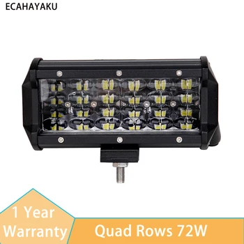 

Quad Row 7inch LED Work Light Bar 72W 7200LM 12V Car DRL Driving Fog Lights Waterproof Work Light For SUV Offorad 4WD Pure White