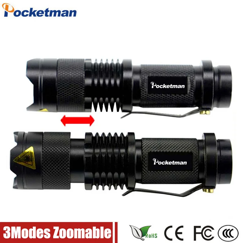 

high-quality LED Flashlight Mini Black 2000LM Waterproof Torch 3 Modes Zoomable LED linternas penlight free shipping