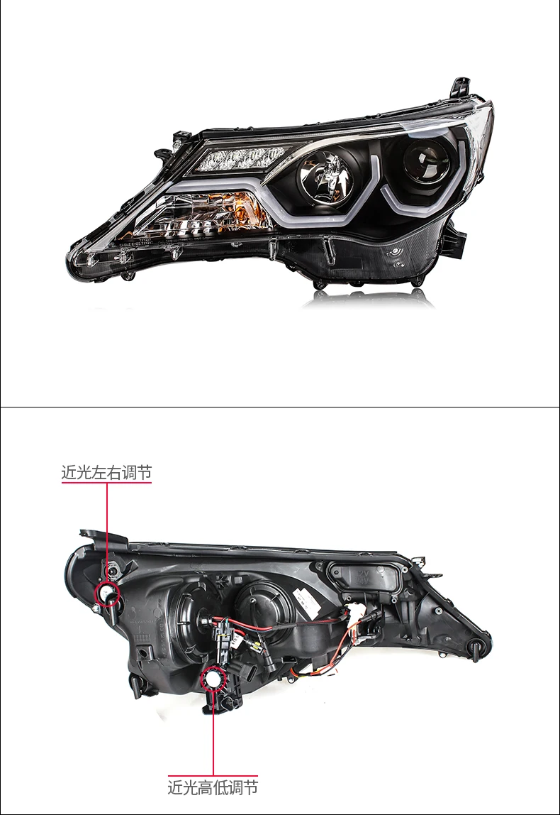 Автомобильный стайлинг фары в сборе для Toyota RAV4 2013- для RAV4 светодиодный Ангел глаз DRL Q5 Биксеноновые линзы h7 Ксеноновые передние фары