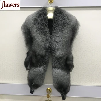

Luxury High Quality Real Fox Fur Pashmina Scarf Women Full Pelt Fox Fur Fur Poncho Scarves Winter Warm 100% Natural Fur Shawl