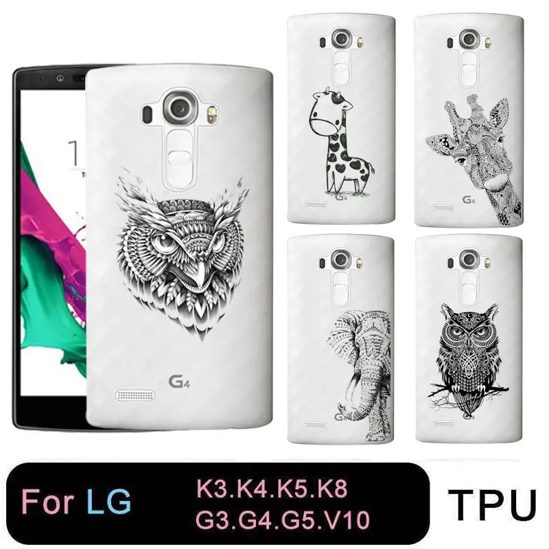 Qmswei ТПУ прозрачный чехол для телефона LG K3 K4 K5 K8 мягкой принтованной животного