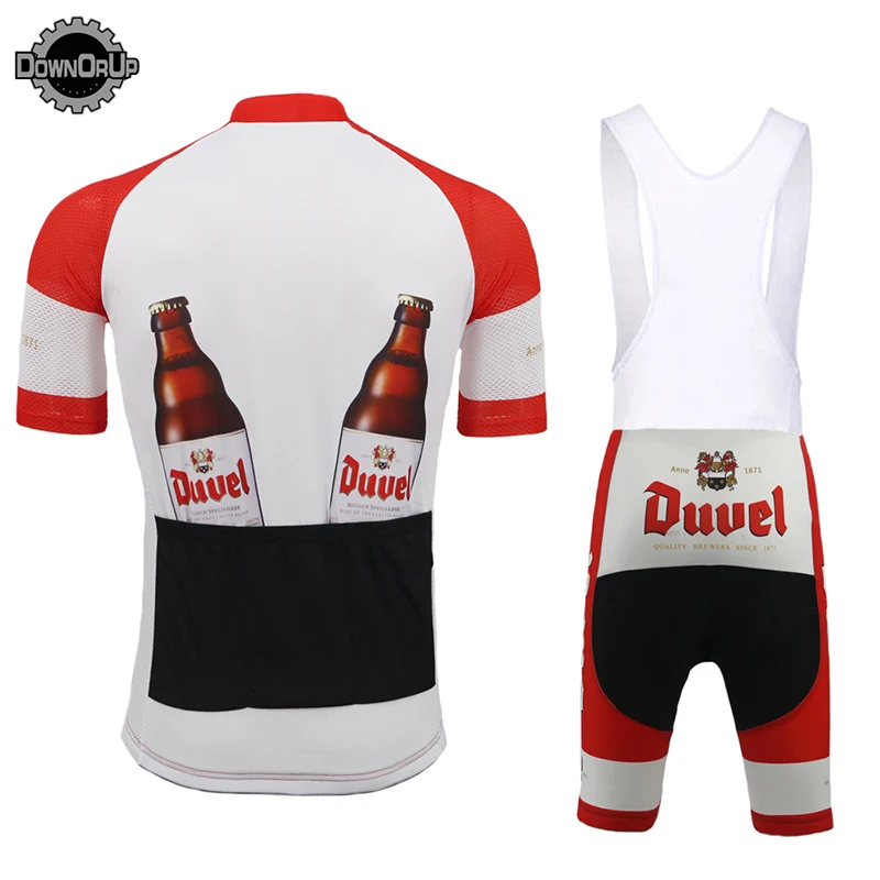 DUVEL البيرة الرجال الدراجات جيرسي مجموعة الأحمر برو فريق الدراجات الملابس 9D هلام تنفس سادة MTB الطريق دراجة هوائية جبلية ارتداء سباق الملابس