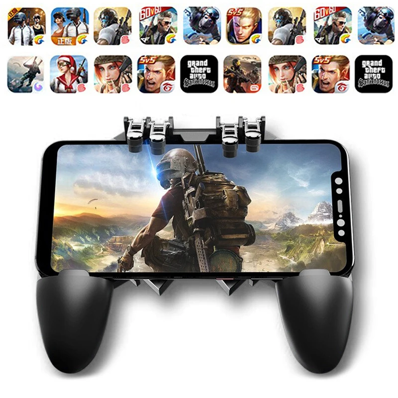 AK66 L1R1 Fire Buttons Pubg Mobile Gamepad Pubg Controller Six Finger All-in-One Trigger L1r1 Fire Buttons for Android IOS