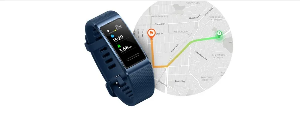 Новейший фитнес-трекер huawei Band 3 Pro All-in-One, водонепроницаемость 5ATM для плавания, пульсометр, встроенный gps + NFC