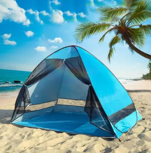 

1-2 Person Anti-mosquito Pop Up Shade Tent Gauze UV Protection Automatic Camping Outdoor Portable Beach Tent With Mesh Curtain