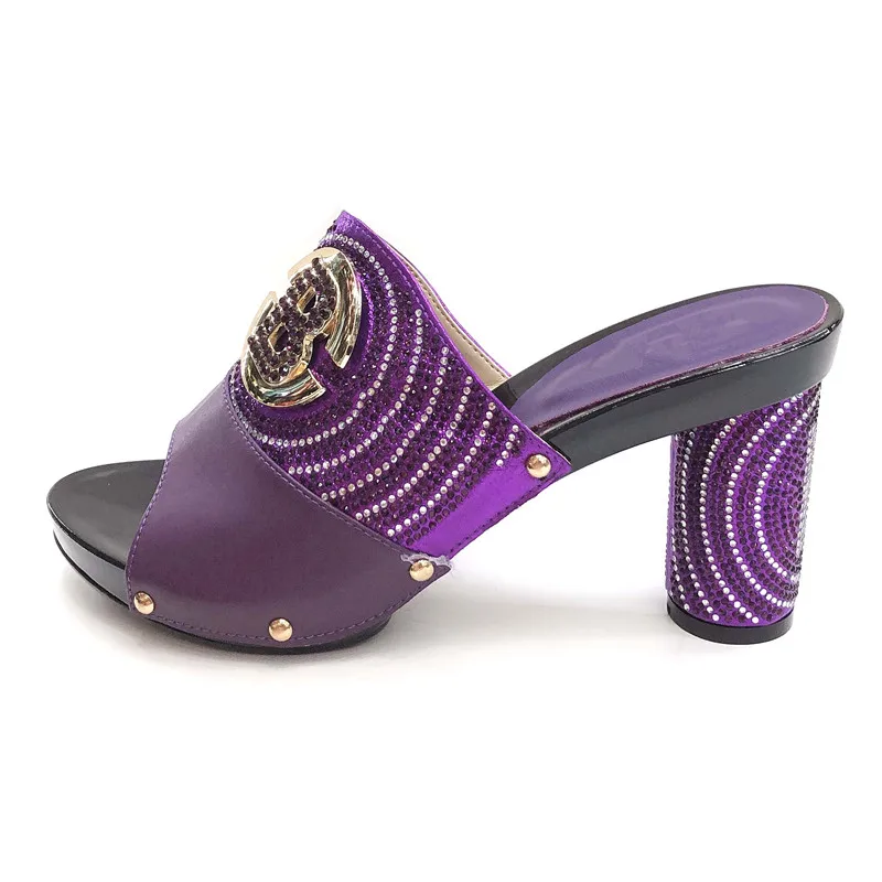 

Wonderful purple party high heel slipper shoes with rhinestones ,heel height 10cm, AS665