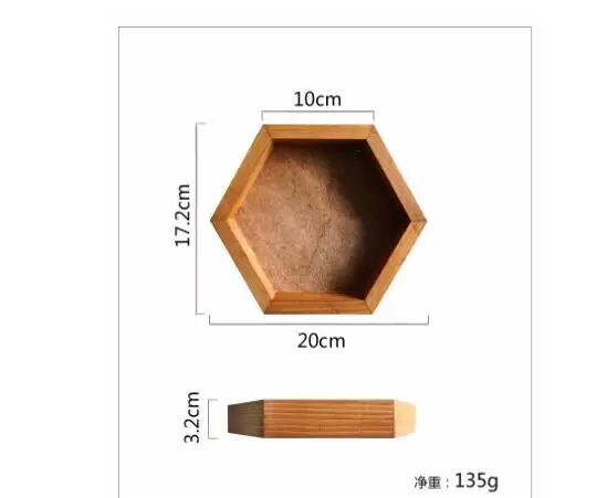 Шестигранная деревянная сервировочная тарелка, кухонный поднос для свадебного десертного стола, поднос для торта, косметические подносы для хранения, для домашнего украшения стола MTP011