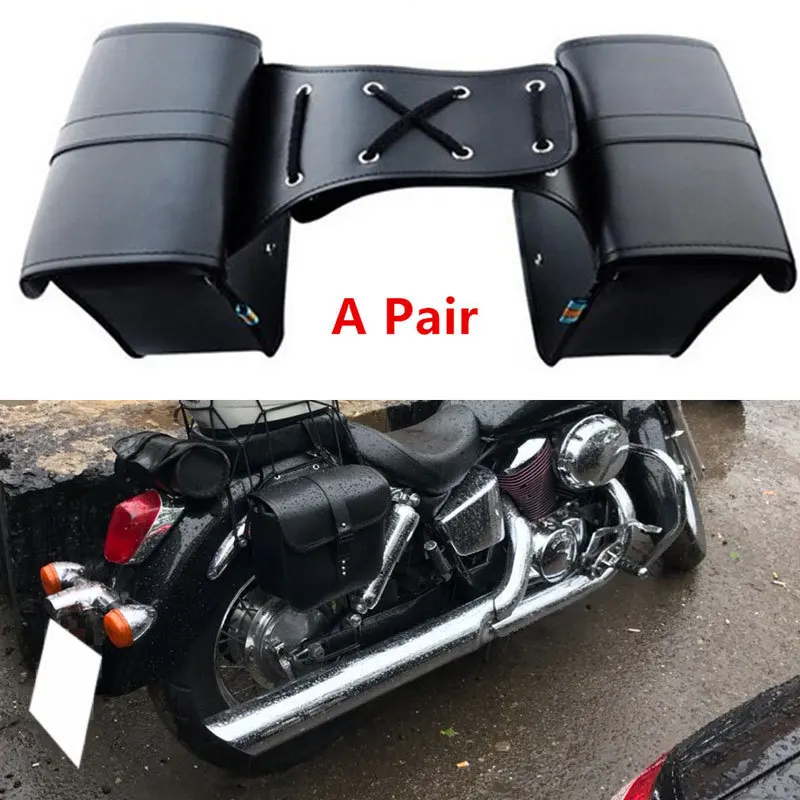 

1 pair Black knight Bag Bicycle Side Box Vintage Saddlebag Motorcycle Storage Tool Pouch For Harley Honda