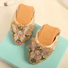 Женщина горный хрусталь складные балетки Хрустальная Бабочка сложить Мокасины Женская обувь Мокасины ballerines femme chaussures y41