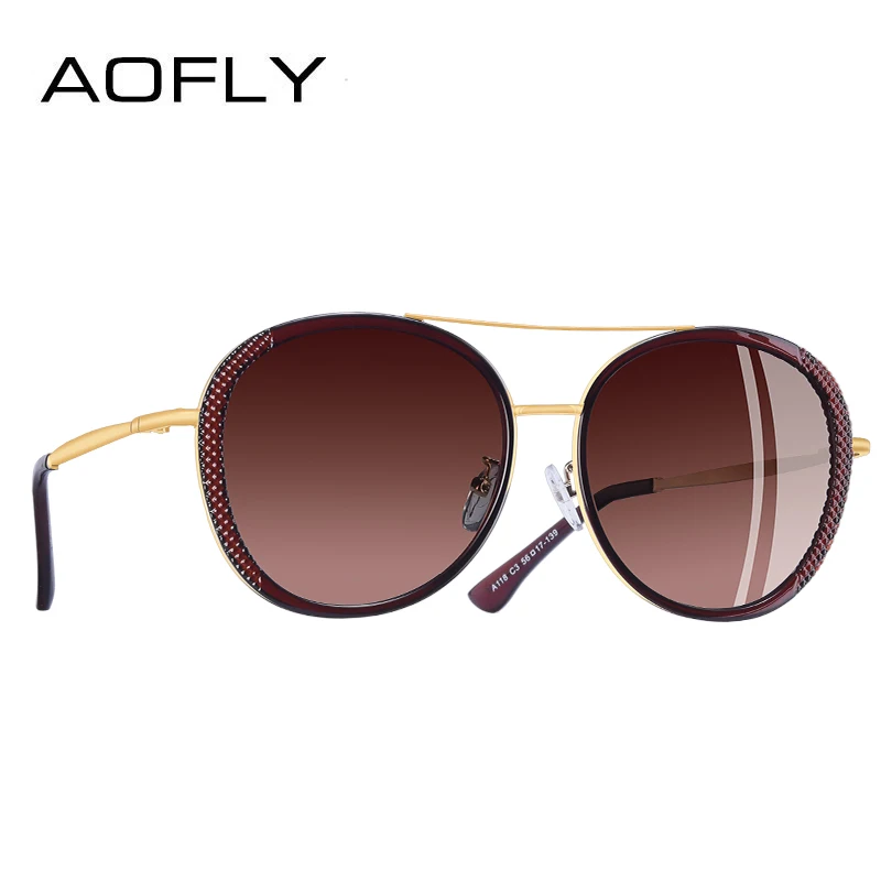 AOFLY дизайн модные элегантные женские солнцезащитные очки стильные высококачественные брендовые поляризованные солнцезащитные очки для женщин A118 - Цвет линз: C3Brown