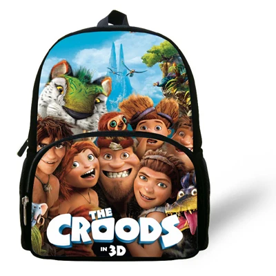 12-дюймовый Mochila школьники Сумки Обувь для мальчиков croods рюкзак детский сад мультфильм croods Школьные ранцы детей Обувь для девочек Bolsa Infantil - Цвет: Армейский зеленый