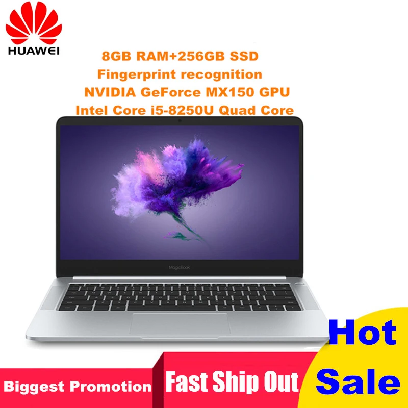 HUAWEI Honor MagicBook VLT-W50C Windows 10-OEM Pro ноутбук 14 '✖:9 FHD экран 8 ГБ + 256 Intel Core I5-8250U 4 K