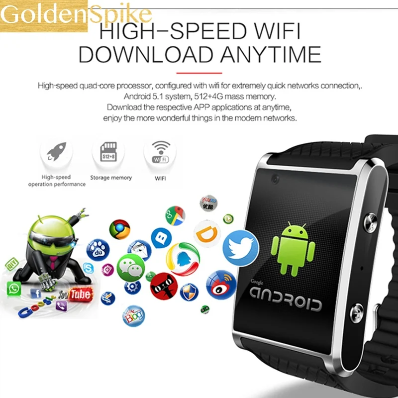 

X11 Smart Watch Android5.1 Smartwatch MTK6580 With Pedometer Camera 5.0M 3G WIFI GPS WIFI Positioning SOS Card Movement Watch