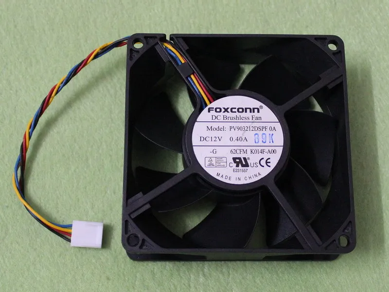 

Foxconn PV903212DSPF 9225 92mm x 92mm x 32mm DC Brushless PWM Cooler Cooling Fan 12V 0.40A 4Wire 4Pin Connector