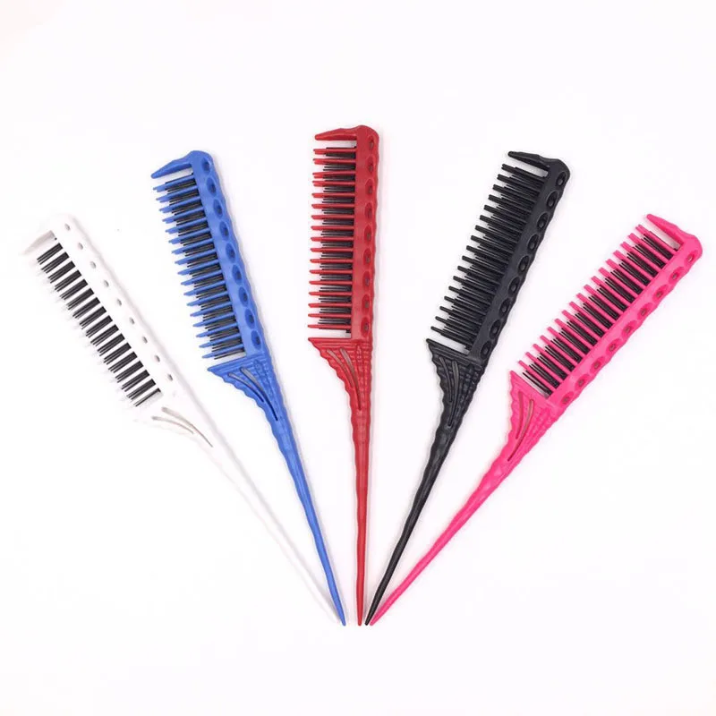 

3-Row Teeth Teasing Comb Detangling Brush Rat Tail Comb Adding Volume Back Coming Hairdressing Combs