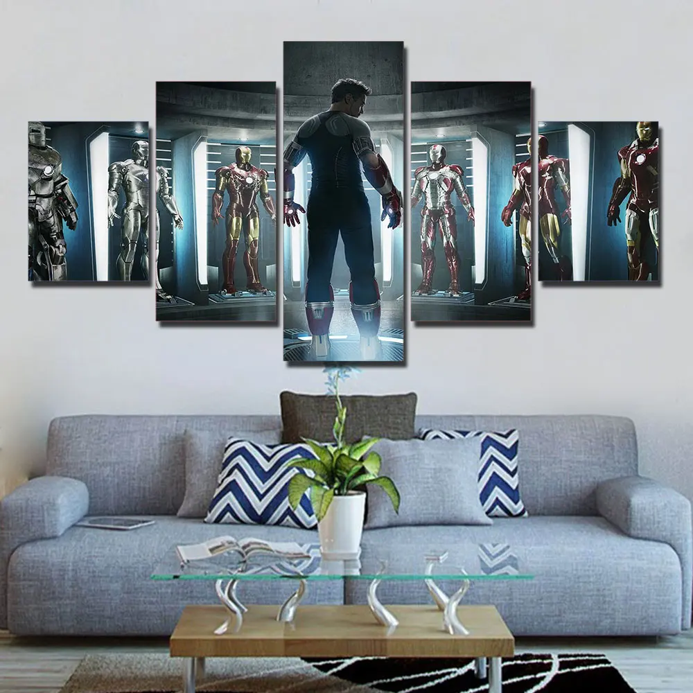 

5 Pieces canvas Ironman suit movie Painting on canvas modular pictures movie dropshipping wall art Ironman poster F2194