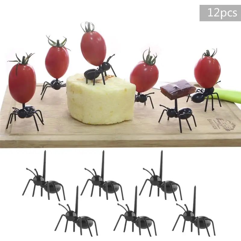 LemonBest 12pcs/set Mini Ant Fruit Fork Eco Plastic Forks Snack Cake