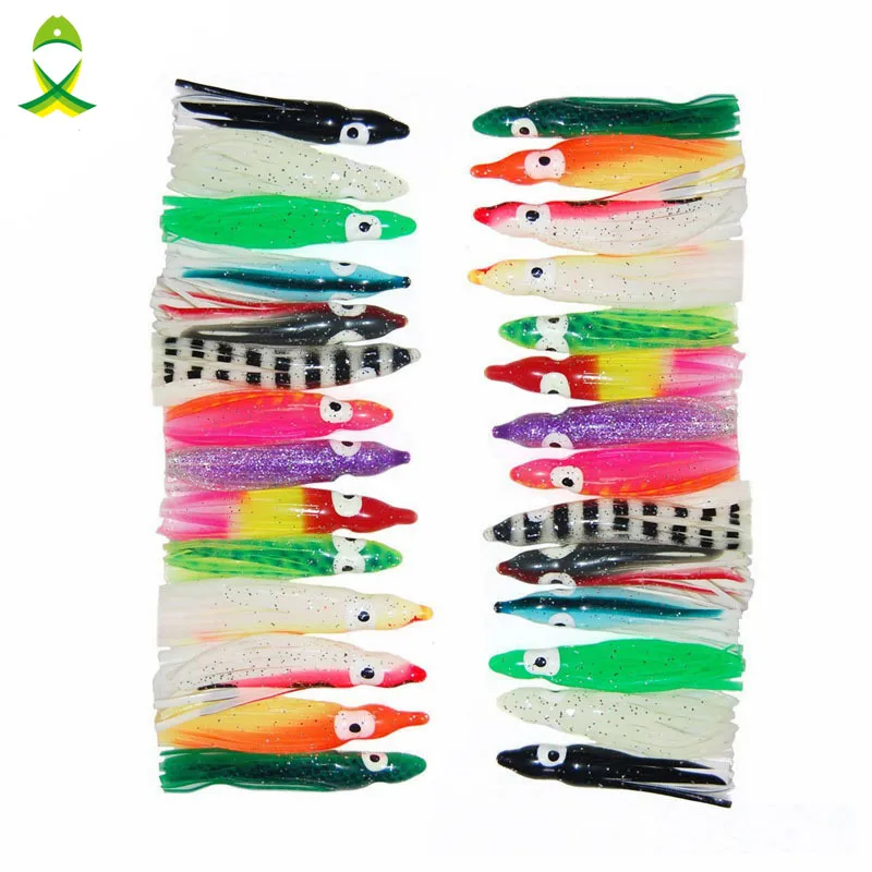 

JSM 50pcs 5cm Soft Plastic Octopus Fishing Lures For Jigs Mixed Color Luminous Silicone Octopus Skirt Artificial Jigging Bait