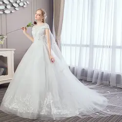 Роскошная кружевная вышивка 2018 свадебное платье es длинный шлейф милое Элегантное свадебное платье кружево