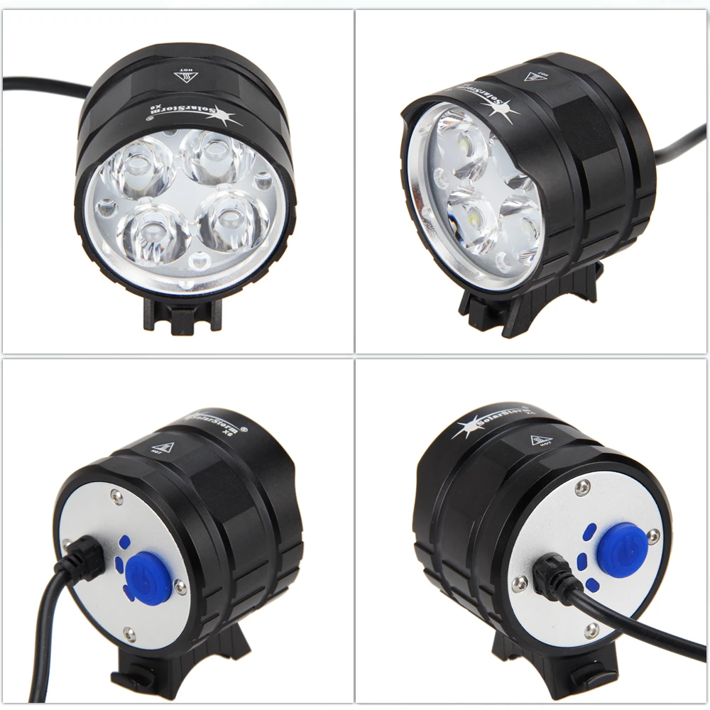 Top SolarStorm 8000LM 4x XML T6 LED Head Front Bike Lamp Bicycle light Cycling Lamp Flashlight Torch +6x18650 Battery+ Taillight 8