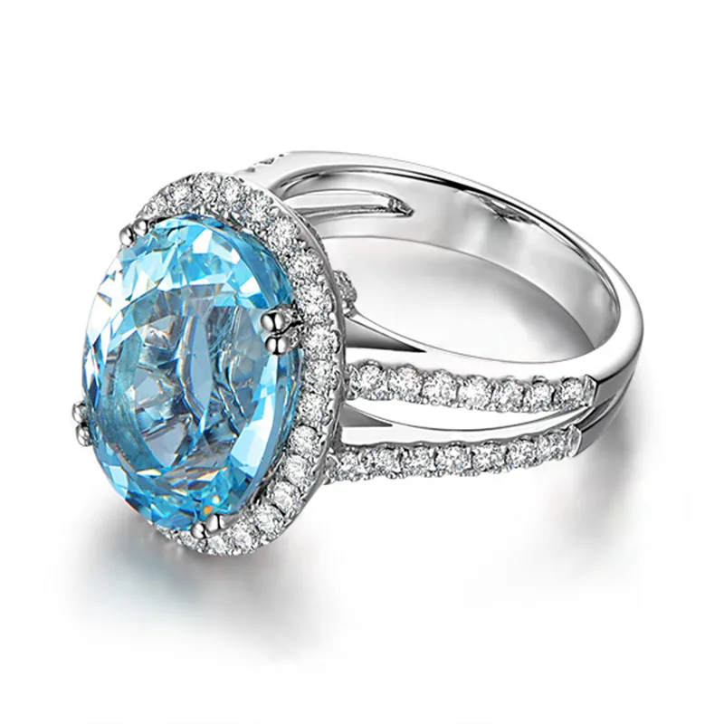 QYI 925 Sterling Silver Halo Engagement Rings 6.0 Ct Big Oval Natural Sky Blue Topaz Dinner Party Jewelry Luxury Gemstone Ring