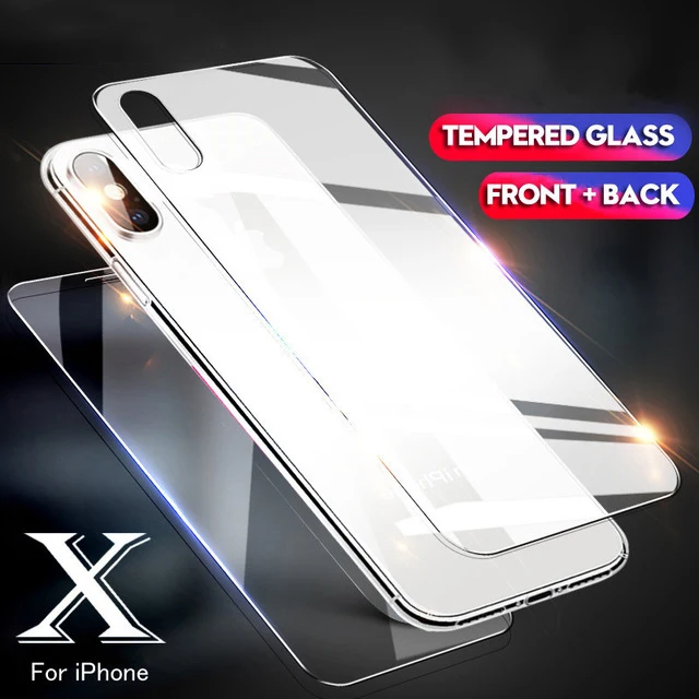 Переднее и заднее 2 шт HD прозрачное закаленное стекло для iPhone X 6 6s 7 8 Plus 5 5S SE Защитная пленка для экрана для iPhone XS Max заднее стекло
