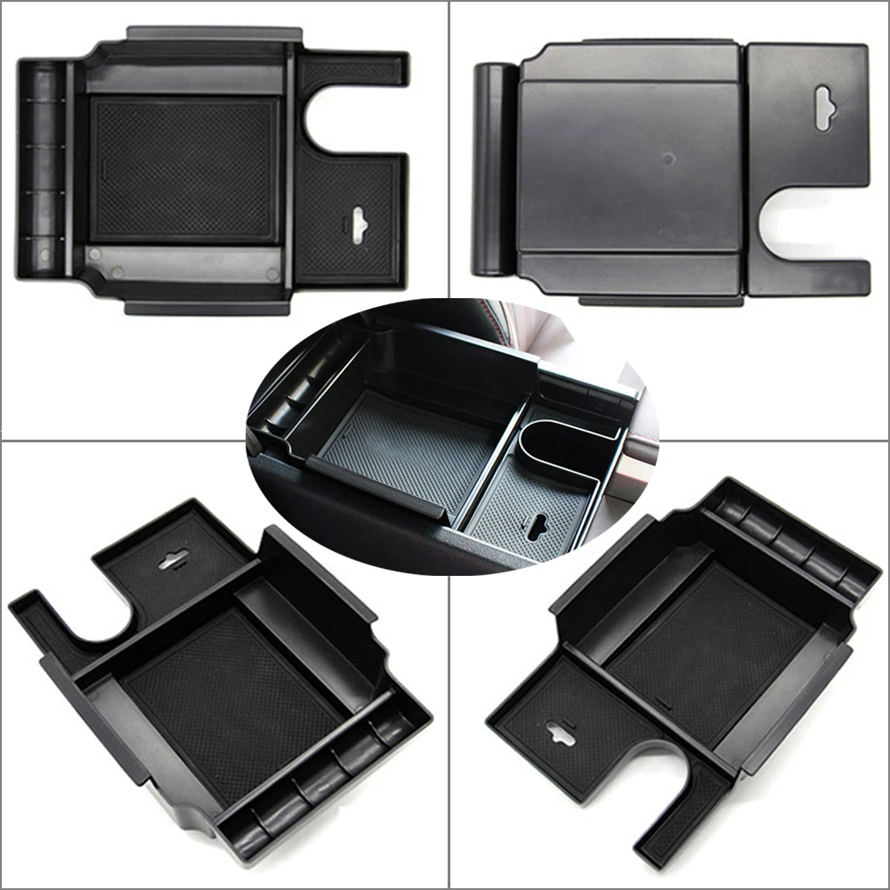 

1pc Car Armrest Storage Box Tray Black 16.5*25*6.5cm ABS Plastic Console Armrest Storage Bin Box For Lexus RX350 RX450h 16-18