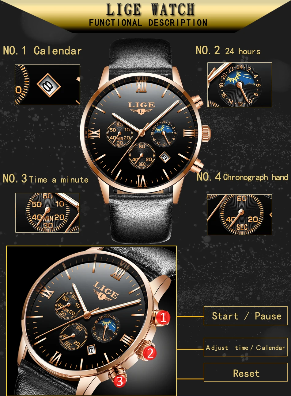Lige мужские часы водонепроницаемые повседневные Роскошные брендовые кварцевые, армейские, спортивные деловые часы мужские наручные часы Relogio Masculino+ коробка