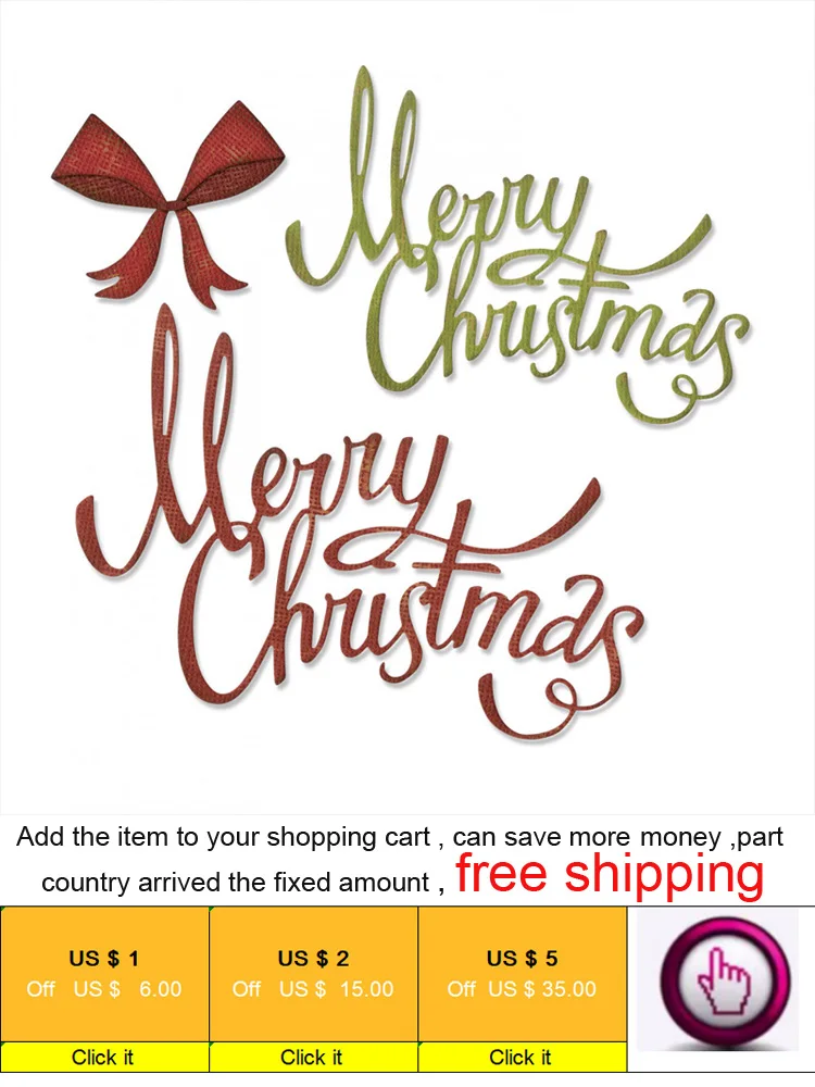Merry Christmas Bow Die Cut 750