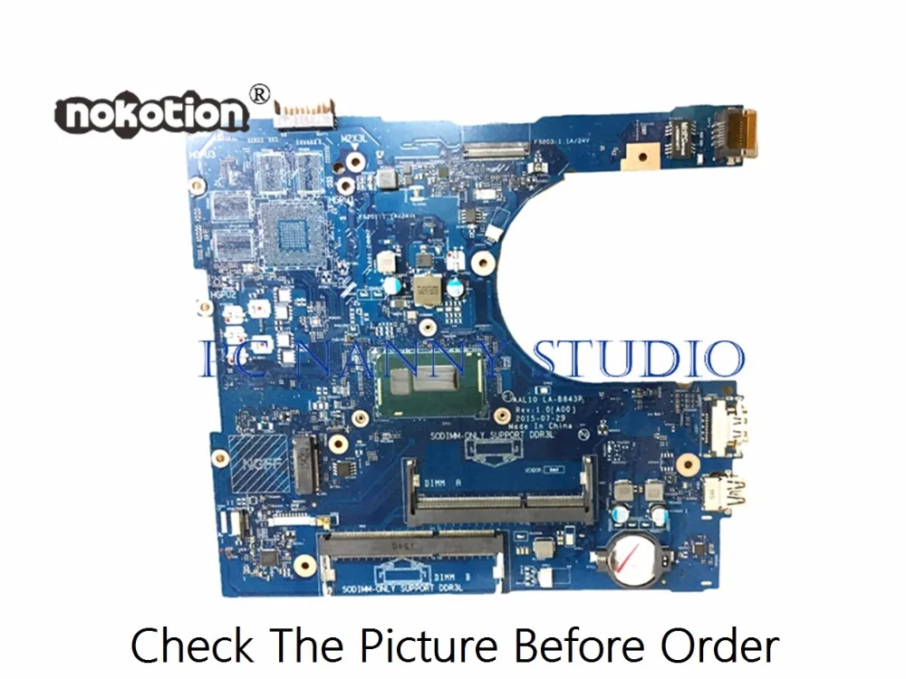 PCNANNY 27C5F 027C5F CN для Dell Inspiron 15 5558 5758 материнская плата ноутбука AAL10 LA-B843P SR1EK I3-4005U DDR3L