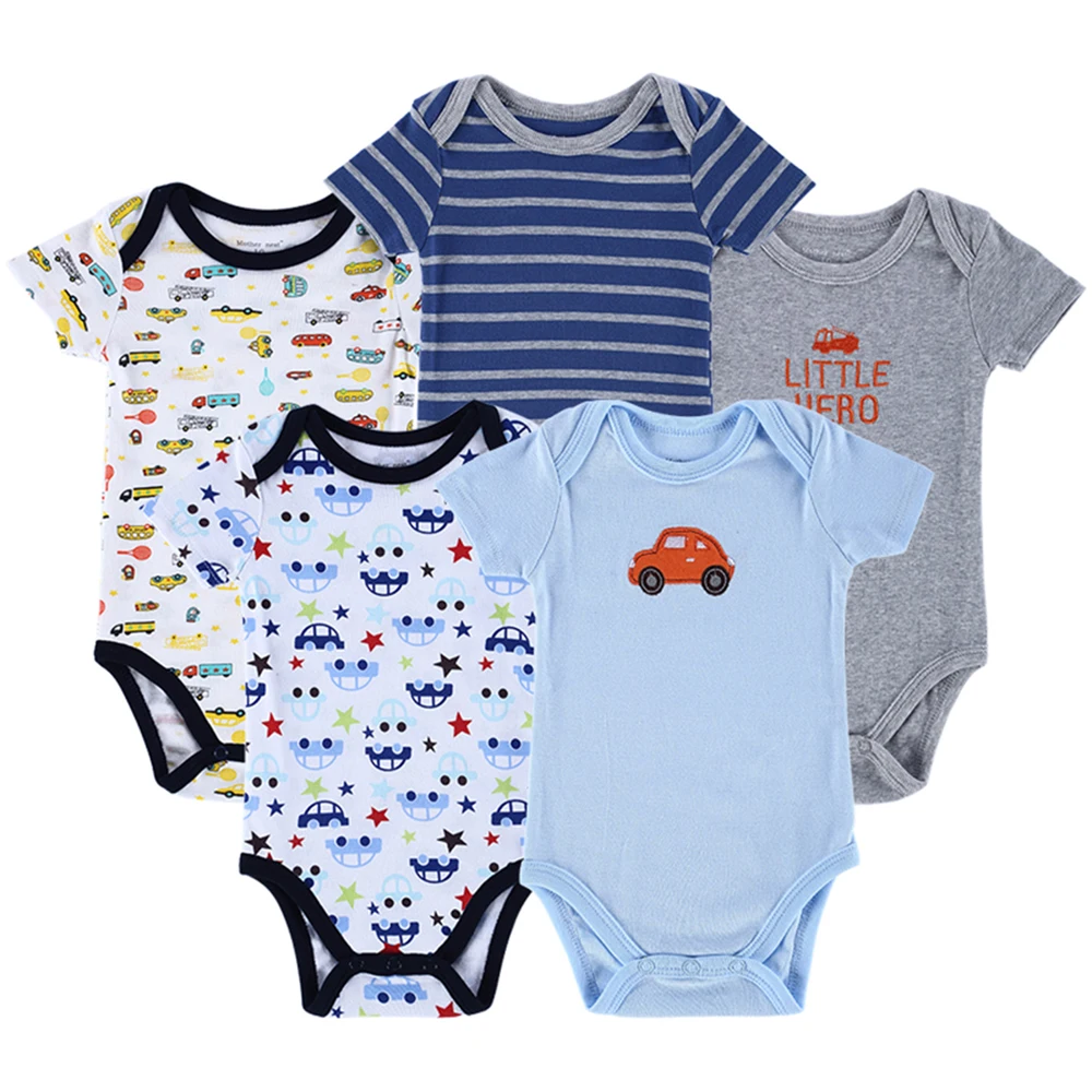 

Mother Nest Summer 5pcs/lot Baby Clothes Baby Romper O-Neck 100%Cotton Cute Styles Newborn Baby Boys girls Clothes Baby Overall