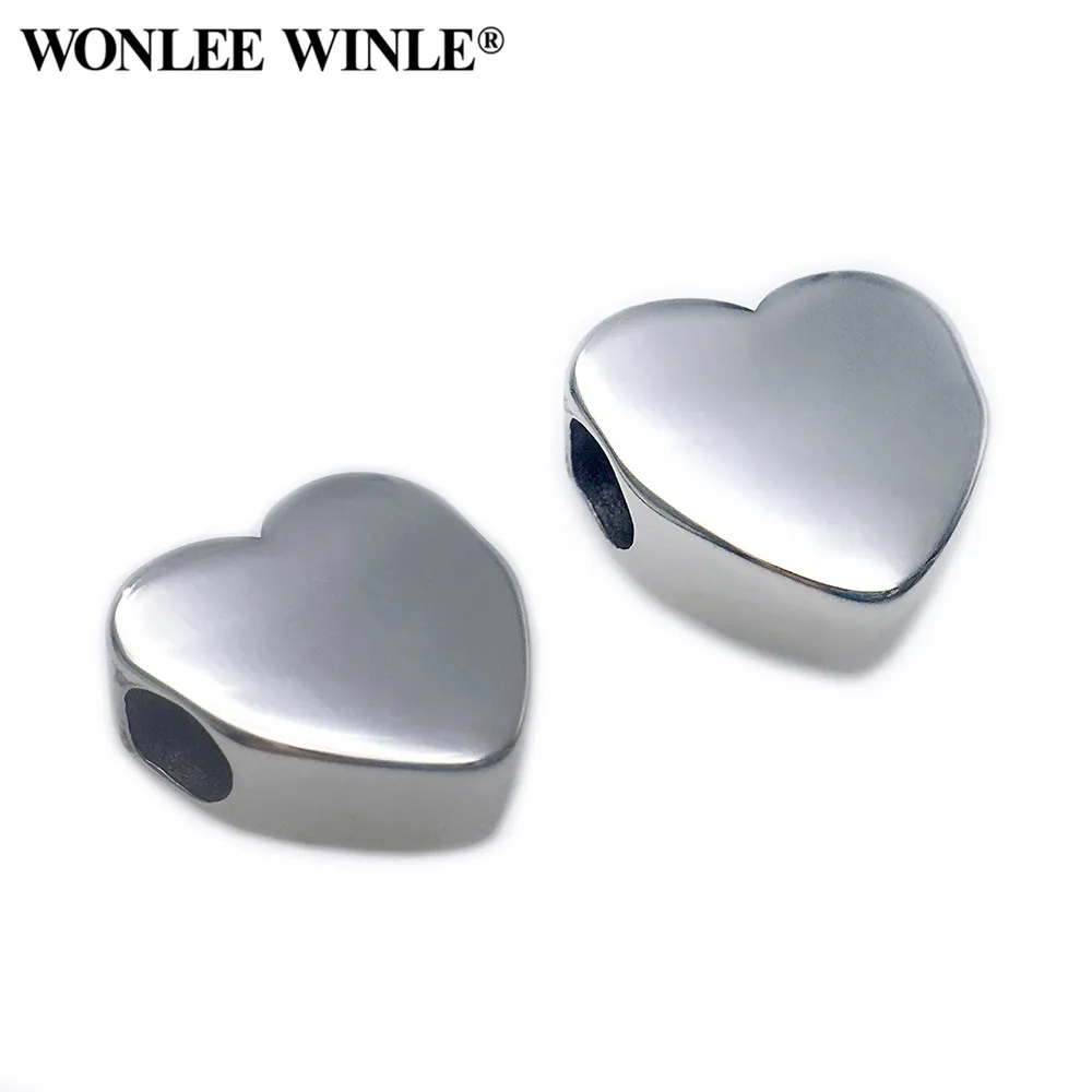 Wonlee Winle из нержавеющей стали 5 мм с большими отверстиями кулоны А-сердце