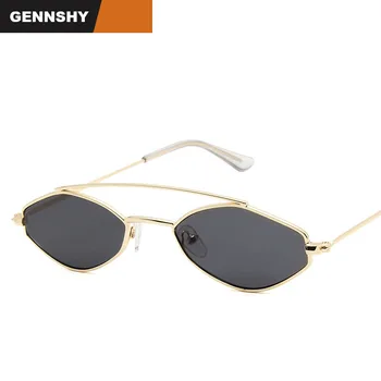 

2019 Europe America Sunglasses Men Small Oval Metal Sunglasses Transparent Lenses Retro Polygon Double Bridge Glasses Free Ship