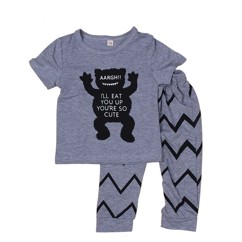 2017 Summer Autumn Cotton Little Monsters Short Sleeve Infant Clothes 2