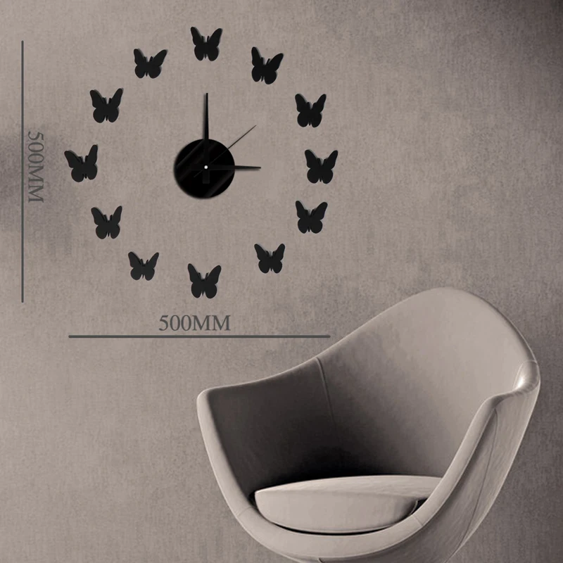 Doprava zdarma Domácí dekorace nástěnné hodiny Vložit černý motýl DIY moderní módní kreativní nástěnné hodiny vložit EVA dekorace