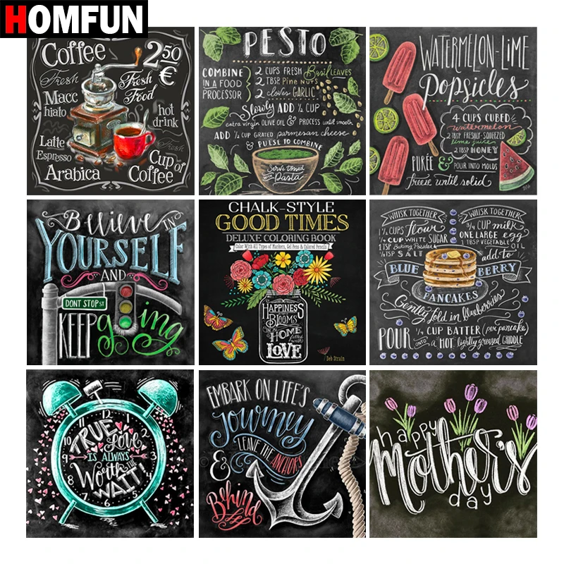 

HOMFUN Full Square/Round Drill 5D DIY Diamond Painting "Text pattern" 3D Embroidery Cross Stitch 5D Home Decor Gift