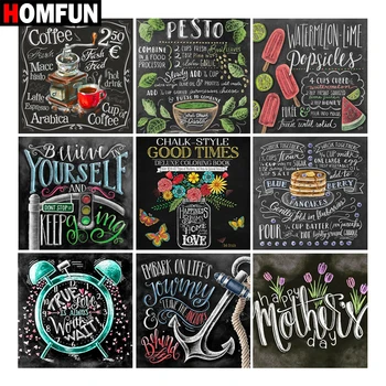 

HOMFUN Full Square/Round Drill 5D DIY Diamond Painting "Text pattern" 3D Embroidery Cross Stitch 5D Home Decor Gift