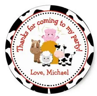 

3.8cm Barnyard Farm Birthday Party Favor Tag Sticker