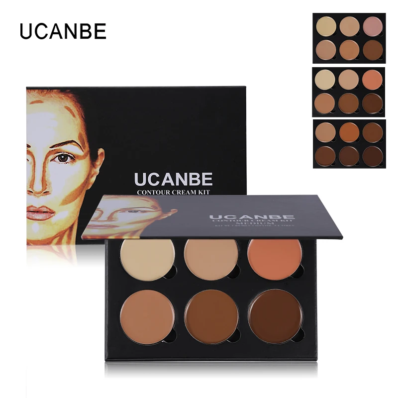 

6 Colors UCANBE Light to Medium Highlight & Contour Kit Palette Corrective Face Concealer Cream 3D Contouring Makeup Cosmetics