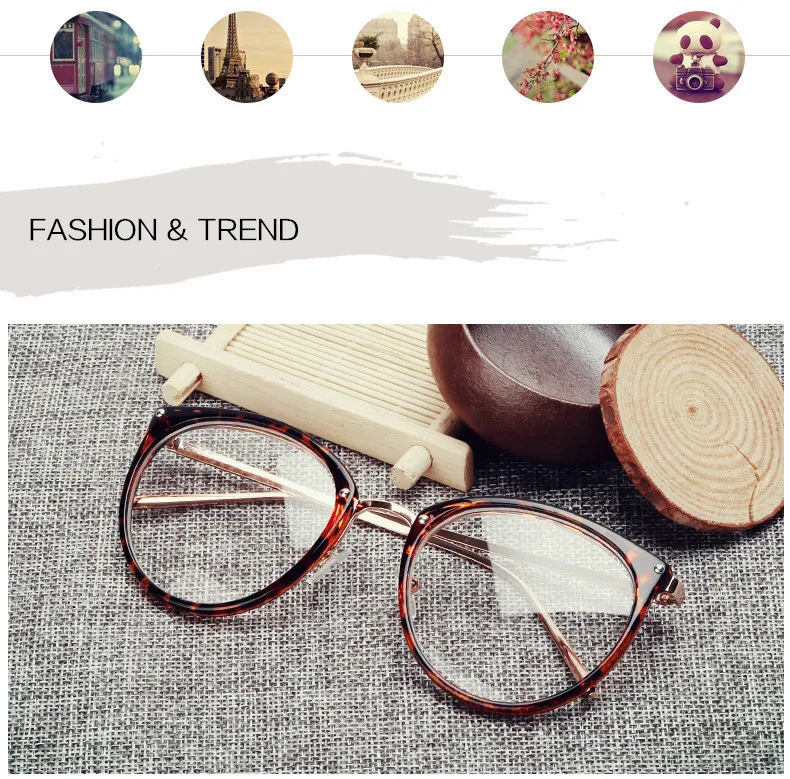 COOLSIR Retro Metal Frame Eyeglasses Oversized Clear Lens Glasses Men Women Transparent Optical Cat Eye Glasses Frames Spectacle