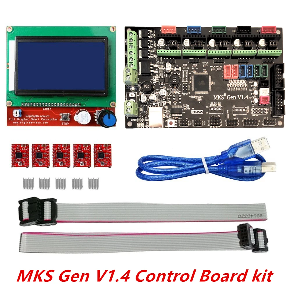 

3D printer kit MKS Gen V1.4 with MKS Gen V1.4 RepRap board + 5PCS A4988 Driver + 12864 Graphic LCD