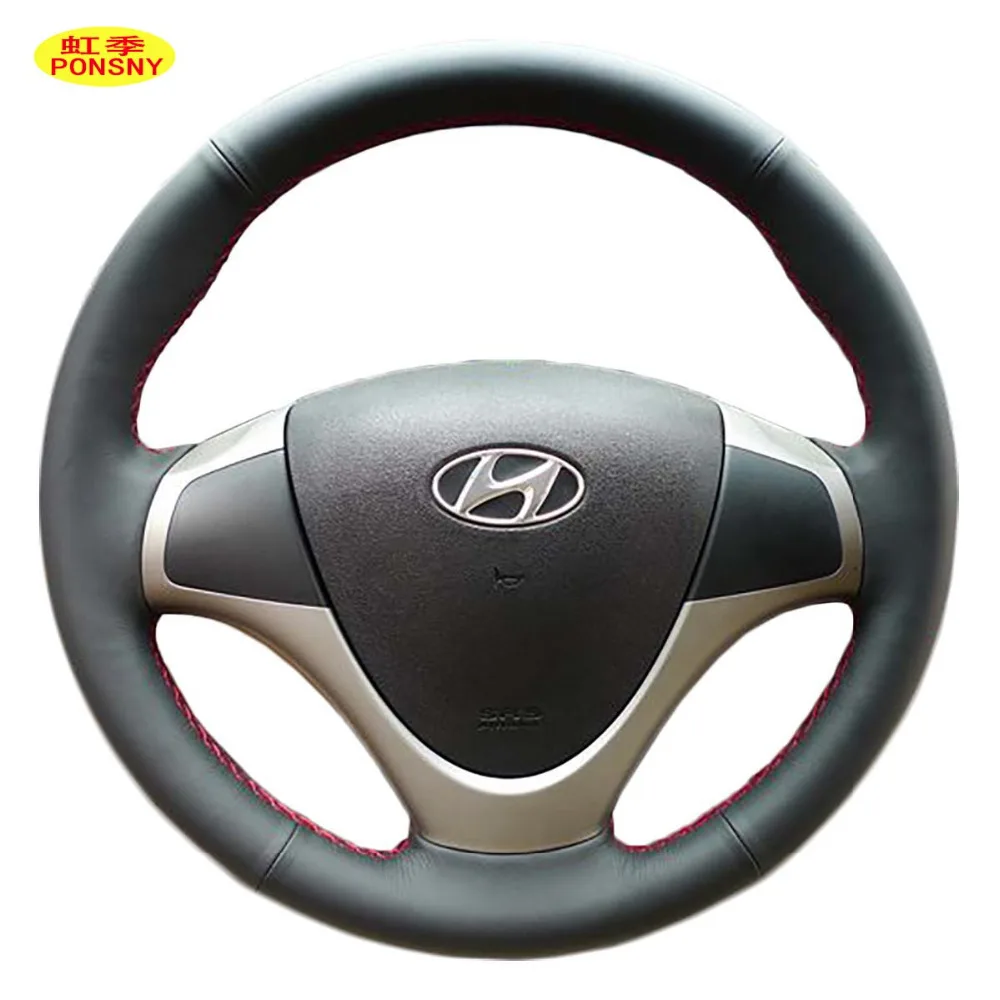 

PONSNY Car Steering Wheel Covers Case for HYUNDAI i30 2009 Hand-stitched Genuine Leather Cover