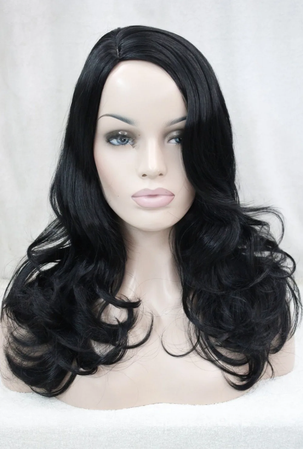 Black Medium Wavy Women Ladies fluffy wig Hivision TLC105 for women wig