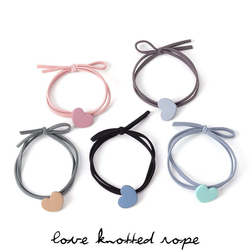 Love models knotted rope girl pure hair accessories Korean version of the color hair ring ladies solid color hair band