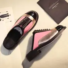 2017 New round toe genuine leather mixed colors cross tied work shoes punk british style low heel women brand shoes handmade 00