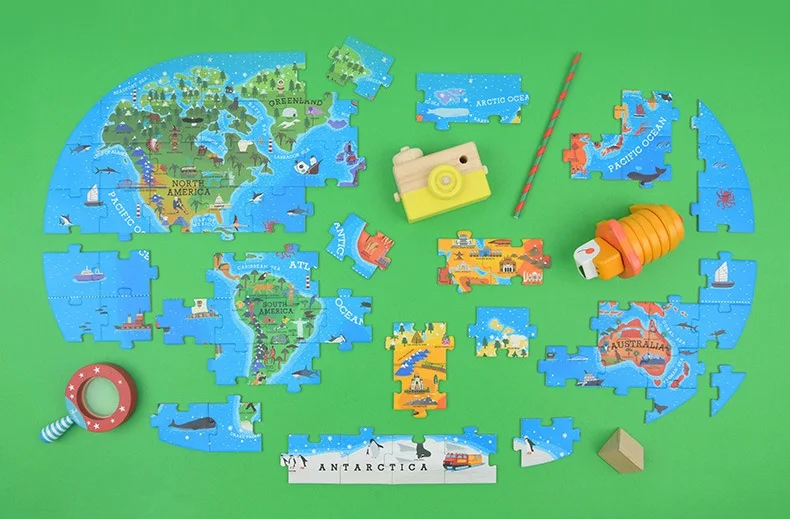100 шт. дети головоломки игрушки человека география карта мира, образовательные игрушки для родителей и детей с подарочной коробкой для детей
