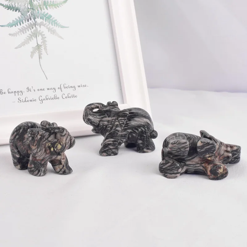 2 дюймов натуральный камень Пикассо яшма слон фигурка резные ремесло мини статуи животных для детской комнаты декор исцеления кристаллов