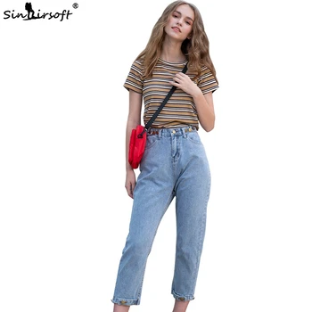 

Summer Fashion Fresh Fashion Jeans Solid Color Denim Trousers Cotton Casual Summer Nine Points Jeans Women New Hot