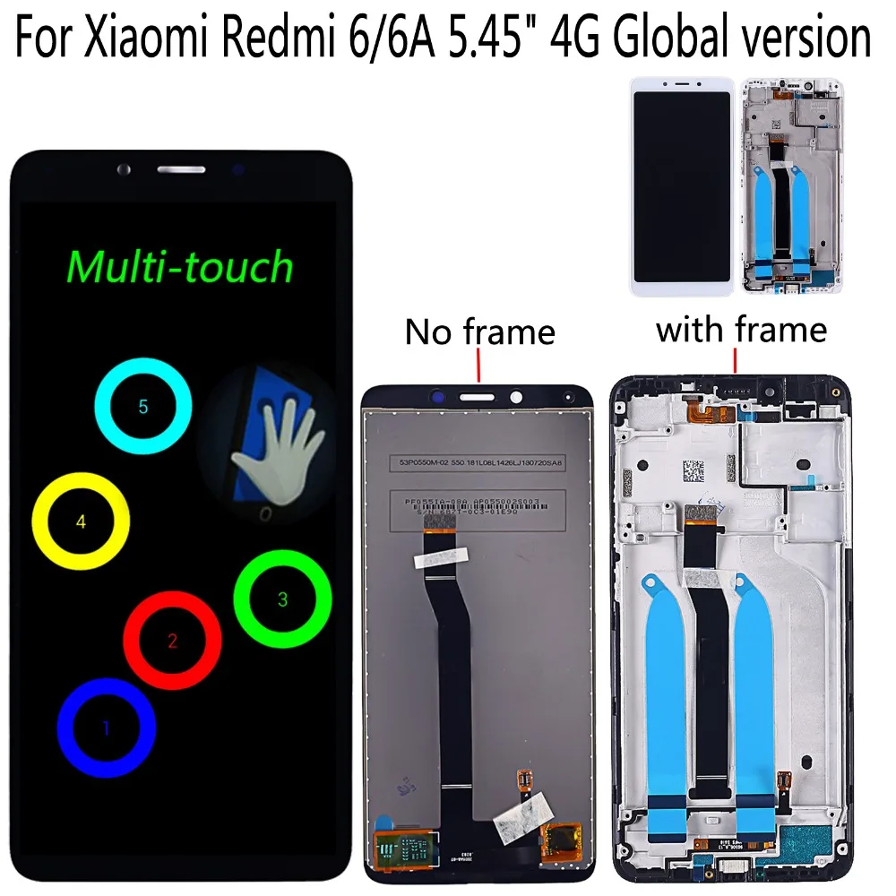 

ShyuedaFor Xiaomi Redmi 6/6A 5.45" 4G M1804C3CG M1804C3CT M1804C3CH M1804C3CC M1804C3CE LCD Display Touch Screen Digitizer Frame