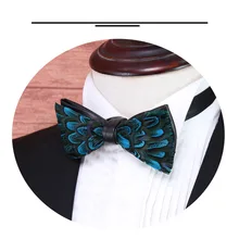 Роскошный галстук-бабочка натуральный перо птица ночной клуб Свадьба Жених мужской свадебный перо воротник цветок бант Галстуки